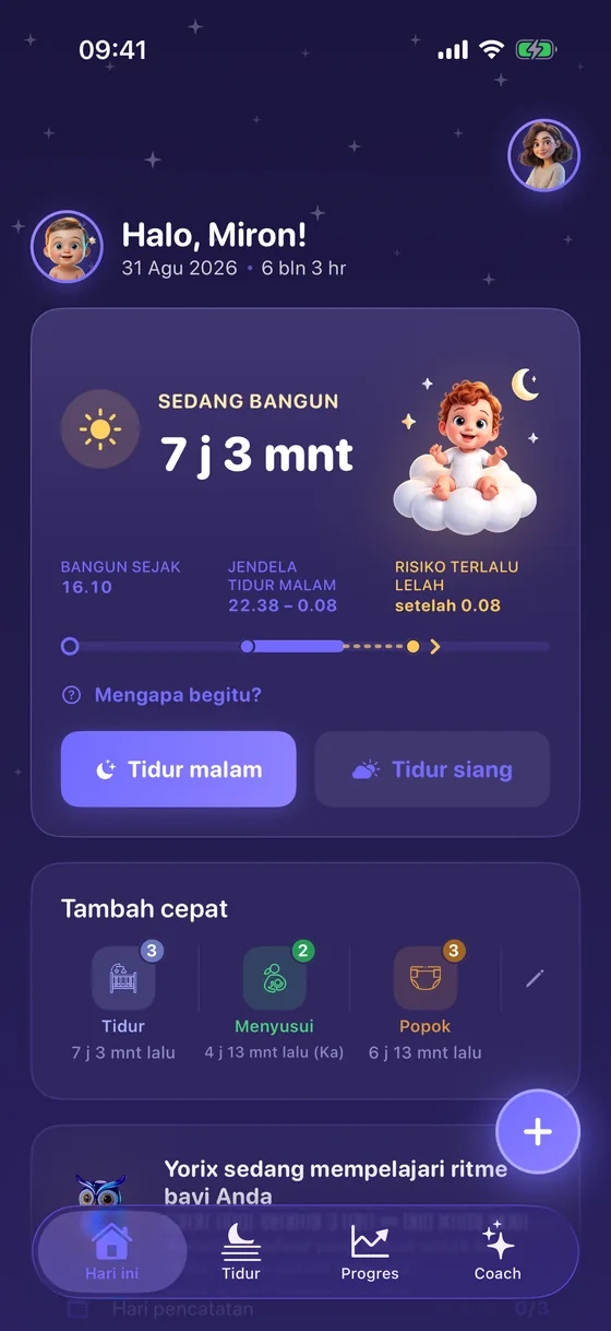 Layar Hari Ini di Yorix dengan jendela tidur malam