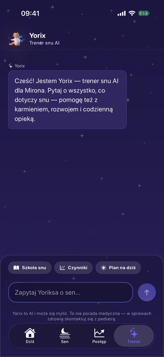 Czat z trenerem AI w aplikacji Yorix
